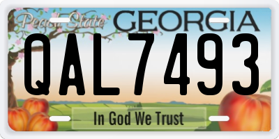 GA license plate QAL7493