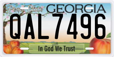 GA license plate QAL7496