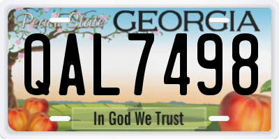 GA license plate QAL7498