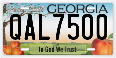 GA license plate QAL7500