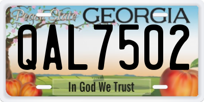 GA license plate QAL7502