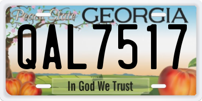 GA license plate QAL7517