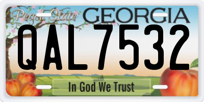 GA license plate QAL7532