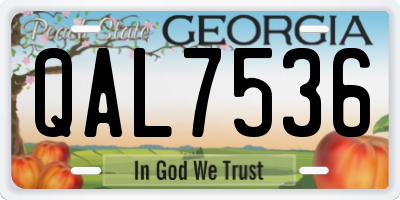 GA license plate QAL7536