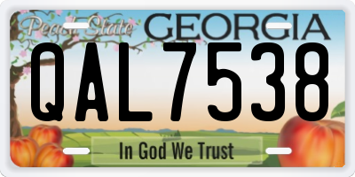 GA license plate QAL7538