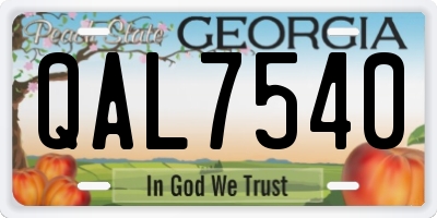 GA license plate QAL7540
