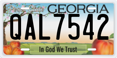 GA license plate QAL7542