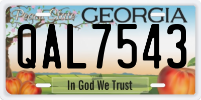 GA license plate QAL7543