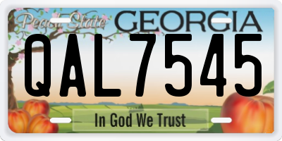 GA license plate QAL7545