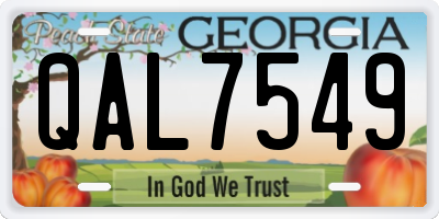 GA license plate QAL7549