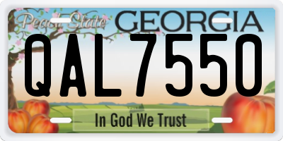 GA license plate QAL7550