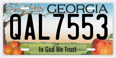 GA license plate QAL7553