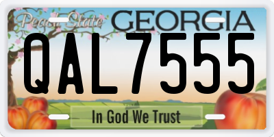 GA license plate QAL7555