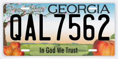 GA license plate QAL7562