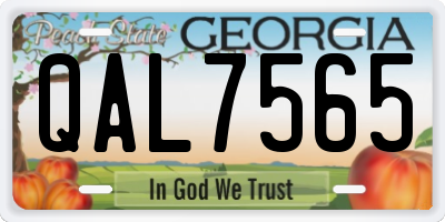 GA license plate QAL7565