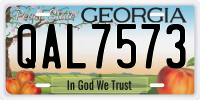 GA license plate QAL7573