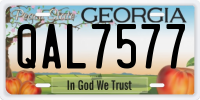 GA license plate QAL7577