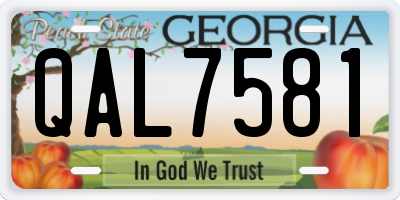 GA license plate QAL7581