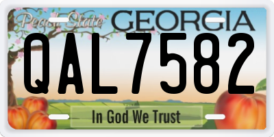 GA license plate QAL7582