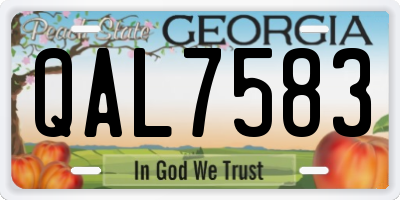 GA license plate QAL7583