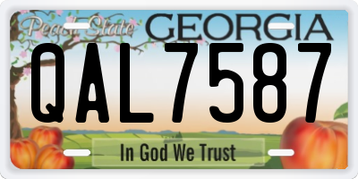 GA license plate QAL7587