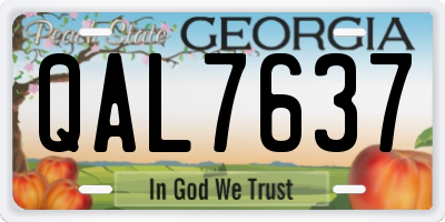 GA license plate QAL7637