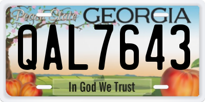 GA license plate QAL7643