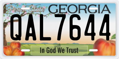 GA license plate QAL7644