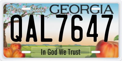 GA license plate QAL7647