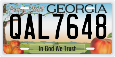 GA license plate QAL7648