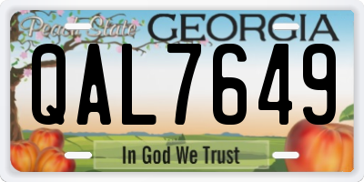 GA license plate QAL7649