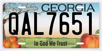 GA license plate QAL7651