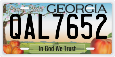 GA license plate QAL7652