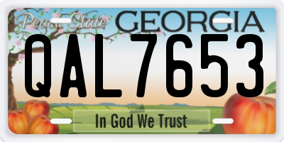 GA license plate QAL7653