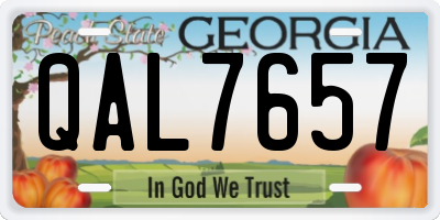 GA license plate QAL7657