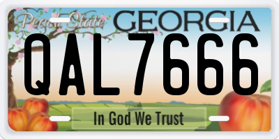 GA license plate QAL7666