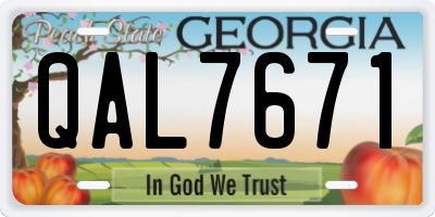 GA license plate QAL7671