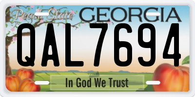 GA license plate QAL7694