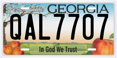 GA license plate QAL7707