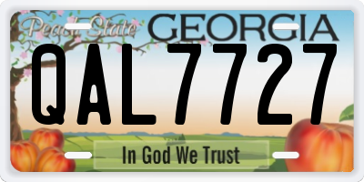 GA license plate QAL7727