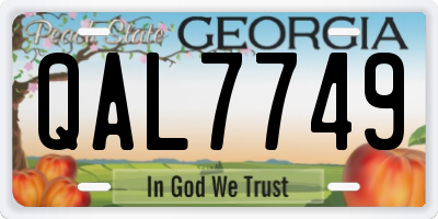 GA license plate QAL7749