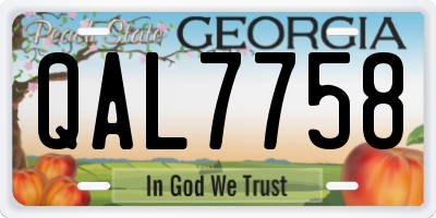 GA license plate QAL7758