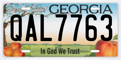 GA license plate QAL7763