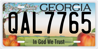 GA license plate QAL7765