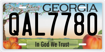 GA license plate QAL7780