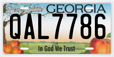 GA license plate QAL7786