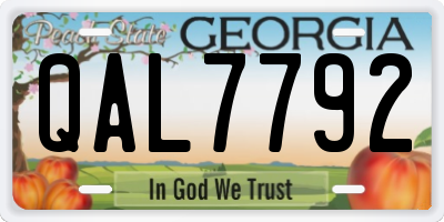 GA license plate QAL7792