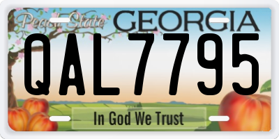 GA license plate QAL7795