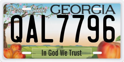 GA license plate QAL7796