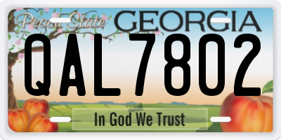 GA license plate QAL7802